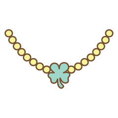 cute kawaii Groovy Retro Clover necklace outline cartoon doodle illustration