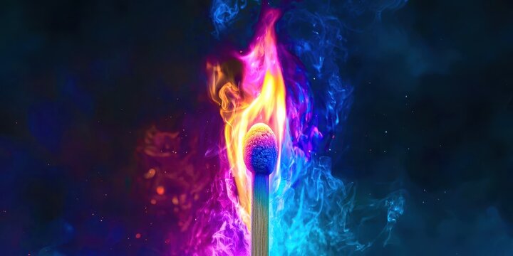 Matchstick with a blue flame