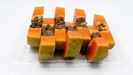Fresh papaya isolated on white background