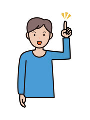 ポイントを説明する若い男性の上半身イラスト