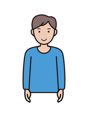 笑顔で正面を向く若い男性の上半身イラスト