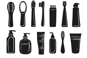 Essential Bathroom Collection Silhouette Illustration