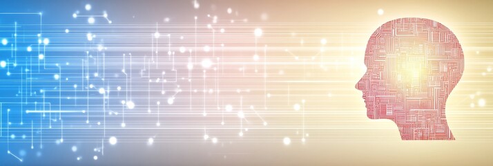 Abstract Digital Head Profile With Glowing Circuitry, Futuristic Technology, Artificial Intelligence