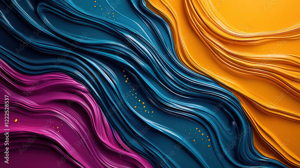 Aufkleber vibrant abstract painting with flowing lines in blue, purple, and orange, creating dynamic and energ