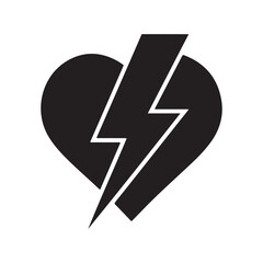 Powerful Love Icon: Heart with Lightning Bolts
