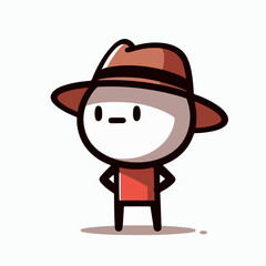 cartoon vector illustration of a person standing wearing a hat