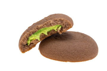 cookies with pistachio cream isolated