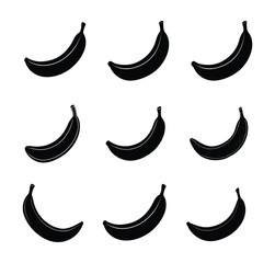 Banana icon set silhouette. Vector illustration