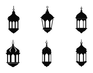 Arabic traditional Ramadan Kareem lanterns set. Set of lantern icons, vector illustration