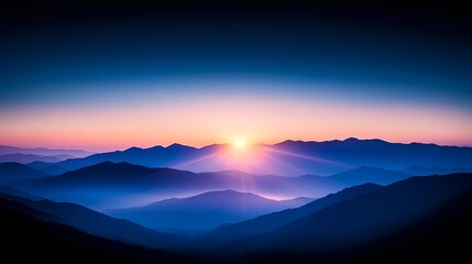 Obraz premium Majestic Sunrise Over Mountain Range with Soft Color Gradients