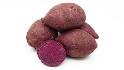 purple sweet potato ubi ungu isolated on white background