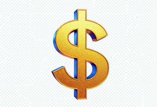 Gold dollar sign icon isolated on transparent or white background, png