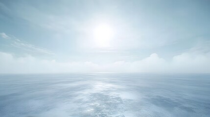 Serene Minimalist Ocean Seascape, Calm Water Under Bright Sky