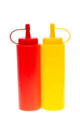 bottle with ketchup and mustard isolated