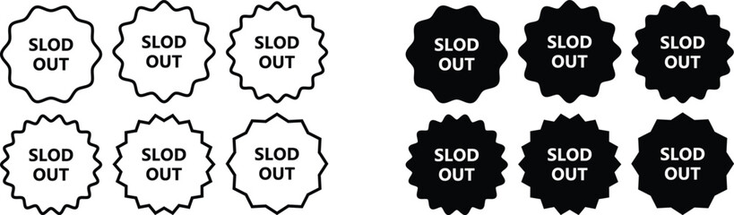 slod out flat and line icon set. slod out tag set. seling item slod out design. High-Quality Sold Out Label. Sorry this event is sold out vector illustration