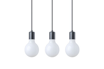 Modern chandelier with a cluster of hanging white glass orbs isolated on white background