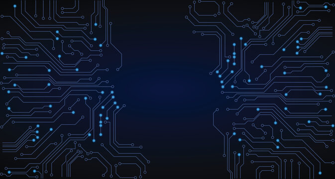 Circuit board, glowing blue lines, cyber texture, electric maze, microchip design, technological wallpaper, neon traces, high-tech grid dark background