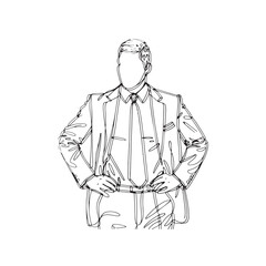 Digital Line Art of Professional Businessman - Simple and Elegant Design - Business man Silhouette - Business man Doodle - Business man Vector - Business man Illustration - Business man Line Art