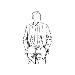 Professional Businessman Line Drawing - Simple and Polished Look - Business man Silhouette - Business man Doodle - Business man Vector - Business man Illustration - Business man Line Art