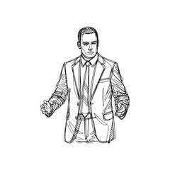 Digital Line Art of Businessman in Formal Suit - Elegant Design - Business man Silhouette - Business man Doodle - Business man Vector - Business man Illustration - Business man Line Art