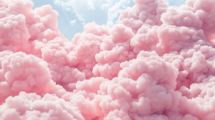 Pink clouds in shape of hearts. Romantic and dreamy atmosphere. Valentine's day concept.