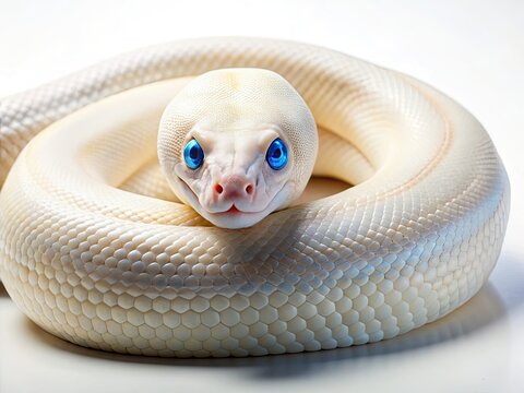 Celebrate World Snake Day with a breathtaking blue-eyed leucistic ball python.  Albino snake photography at its finest.
