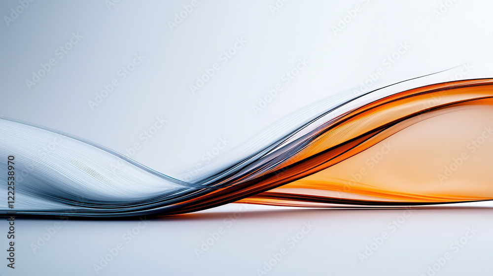 Poster Abstract design with flowing lines in soft gray and orange tones, creating sense of movement and tranquility. Ideal for modern backgrounds or artistic projects