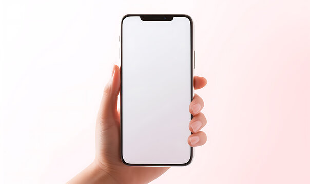 Hand Holding Smartphone Mockup on Soft Background