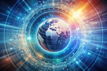 Obraz premium Global Network Connections A Futuristic Visualization of Worldwide Interconnectivity and Data Flow