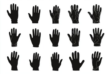Obraz premium 245. Black gloves Icon Set Vector Silhouette Design Isolated on White Background --ar 3:2 --v 6.1 Job ID: 7c8b02e3-5c20-418f-bef0-8a6e91243a28