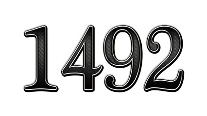 black metal 3d design of number 1492 on white background.