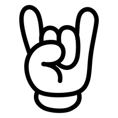 cute kawaii Groovy Retro Rock hand outline cartoon doodle illustration