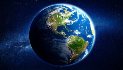 Obraz premium Realistic 3D Earth Globe with Continents, Oceans, and Atmospheric Glow