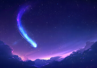Fototapeta premium Meteor Streaking Across a Stunning Purple Starry Sky