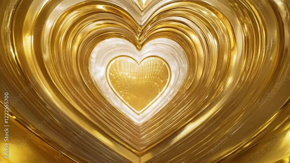 Leinwandbilder a stunning display of a multilayered heart formed from golden materials, reflecting vibrant light pa