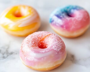 Colorful mochi doughnuts with rice flour, chewy texture, and creative sweet glaze