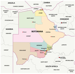 Administrative vector map of the Republic of Botswana