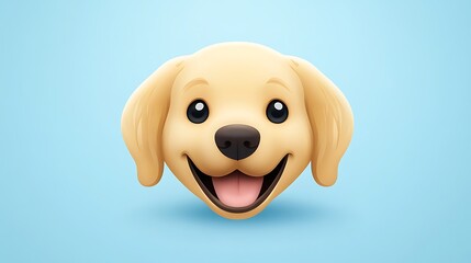 Cute golden retriever emoji icon on a soft pastel blue background with subtle details