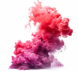 Fototapeta premium Abstract Pink and Purple Ink Cloud Against White Background