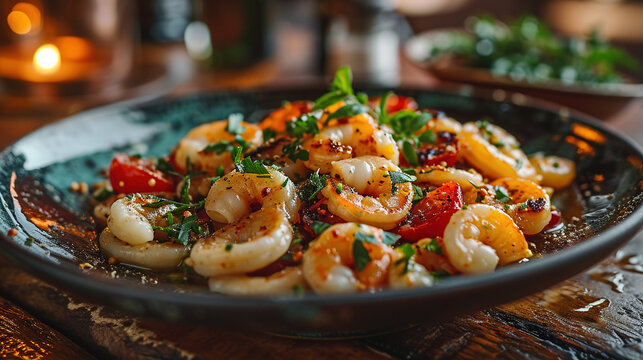 shrimp nudles in bowl 
