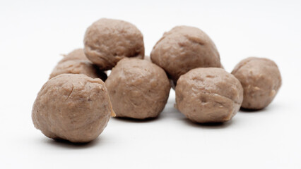 Meatballs or Bakso, made from minced beef and tapioca flour. Food preparation