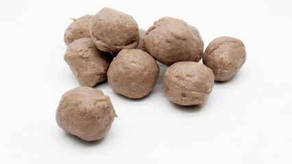 Meatballs or Bakso, made from minced beef and tapioca flour. Food preparation
