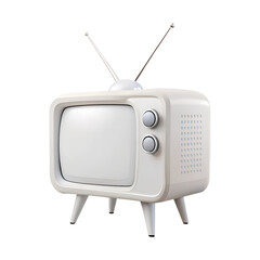 Plastic 3D white retro tv icon