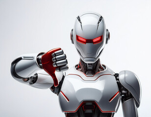 Robot showing a thumbs down gesture