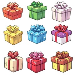 set of colorful gift boxes
