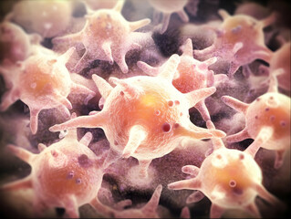 Activated platelets aggregate and form a blood clot, creating a 3D illustration.