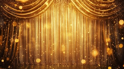 Glitter golden curtains reveal show grand opening stage, curtain decorative backdrop with gold curtain, Fringe for Wedding Decoration, Birthday Party, Christmas Decoration, New Year's Eve