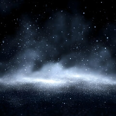 Dark Snowy Background Creates a Mystical Winter Scene with Falling Snowflakes Gently