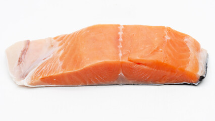 Fresh raw salmon fillets isolated on white background.