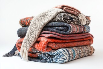 A Stack of Cozy and Colorful Blankets, Perfect for a Warm and Inviting Home Decor